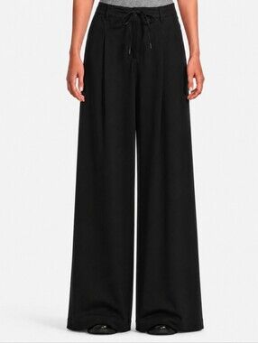 NWT Liverpool Wide-Leg Pleated Trousers Black Size 18W